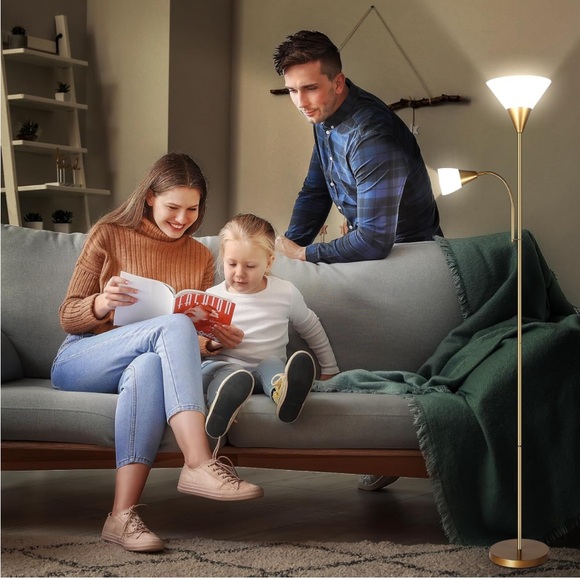 GoldFloor Lamp 🛋️StandingLamp6W LED💡Torchlight w 5W AdjustableReading📖Lamp🛋️ - Picture 7 of 9